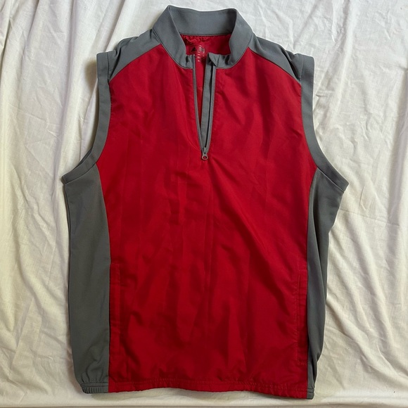 adidas Other - adidas Men's Red and Gray Quarterzip Vest with Pockets